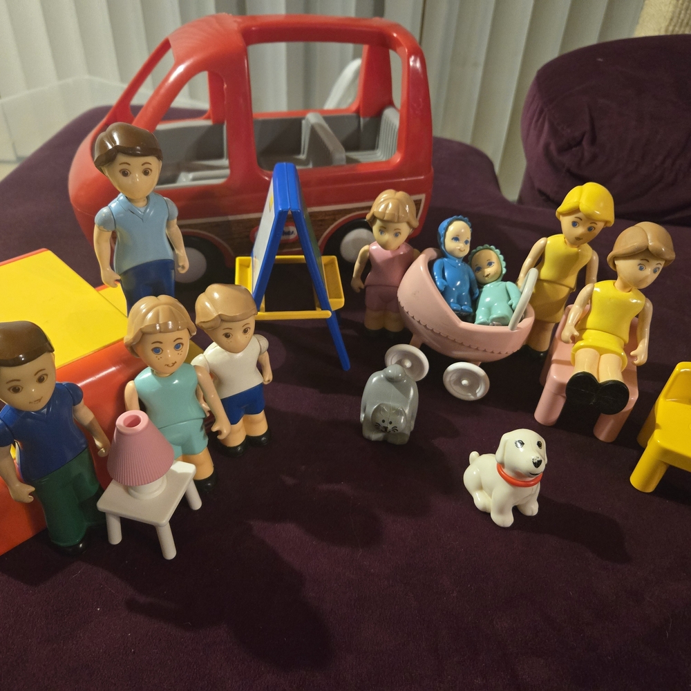 1980s Fisher-Price Doll Set with Van & Furniture
